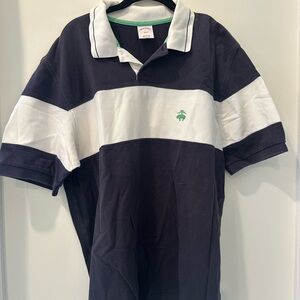 Brooks Brothers Navy and White Striped Polo with Green Logo